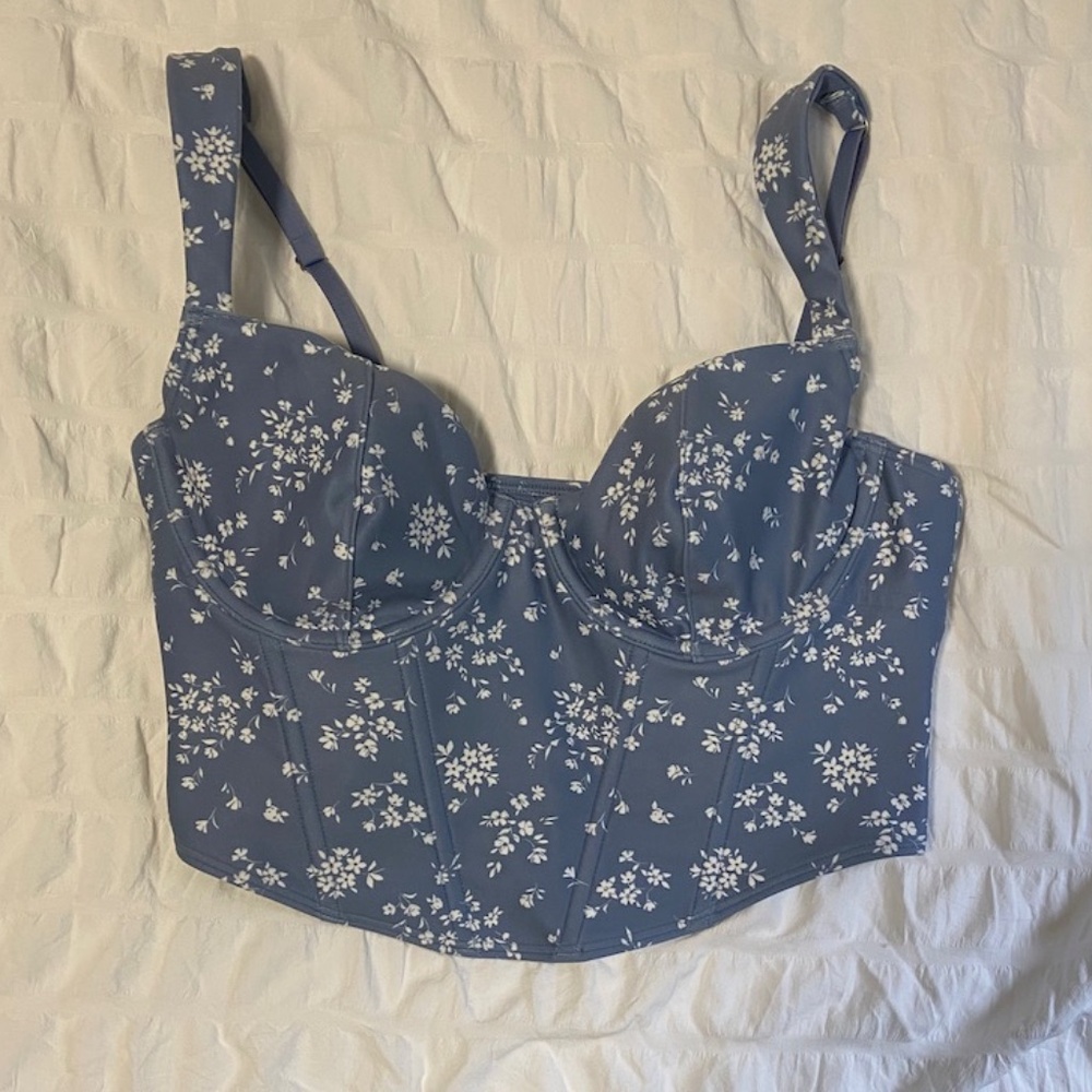 NWT Gilly Hicks (Hollister) Blue & White Floral Bustier - M